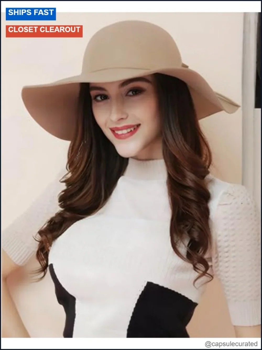 Women's 100% Wool Foldable Wide Brim Fedora Floppy Felt Bowler Hat